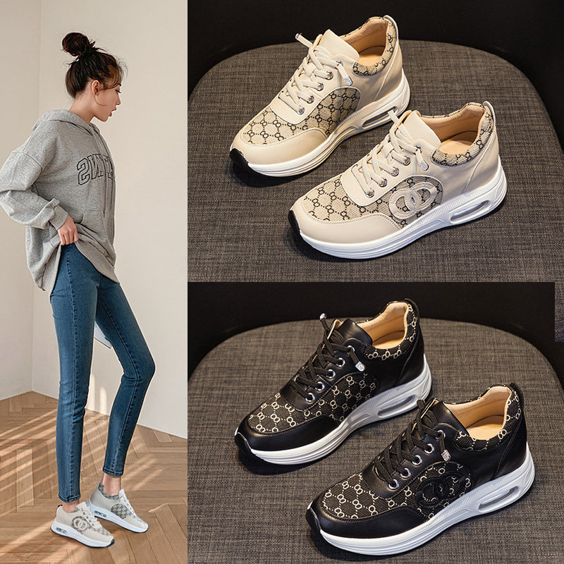 内增高气垫鞋女2025春季新款百搭韩版厚底透气老爹鞋学生休闲鞋秋