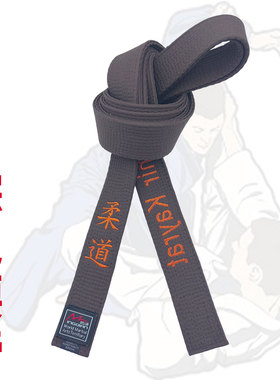 柔道腰带成人JUDO棕咔褐带宽4.5厘米长度220-360厘米定制刺绣姓名