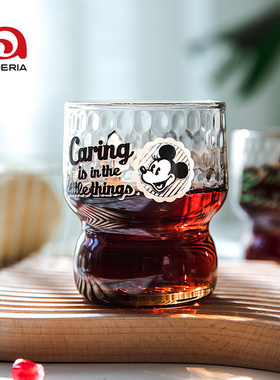 日本进口Aderia石冢硝子玻璃杯子迪士尼卡通奶昔果汁甜品水杯饮料