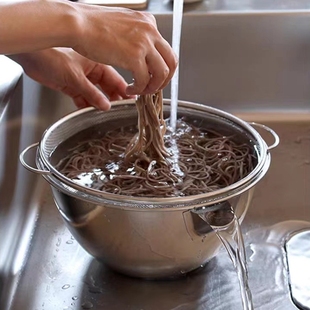 日本进口家事问屋304不锈钢料理盆带壶嘴备菜盆厨房洗菜盆沥水篮