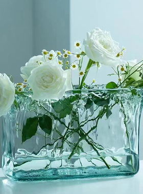 西班牙进口VSM潘多拉玻璃花瓶褶皱纹透明简约插花瓶桶倪妮同款