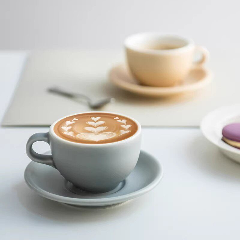日本进口ORIGAMI美浓烧哑光彩色陶瓷咖啡杯拿铁杯拉花杯单杯杯碟