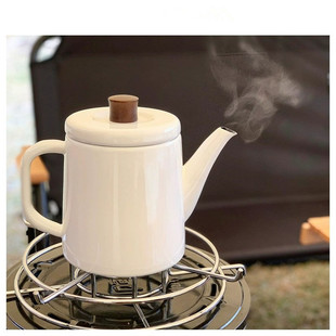日本进口野田珐琅壶搪瓷烧水白色茶壶明火电磁炉咖啡手冲壶1.5L