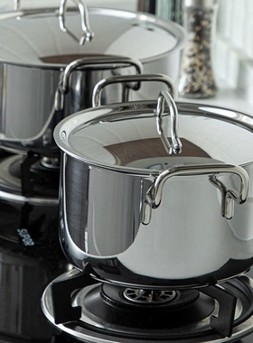 日本原装进口宫崎制作所GEO七层钢双耳汤锅304不锈钢炖锅煮面锅