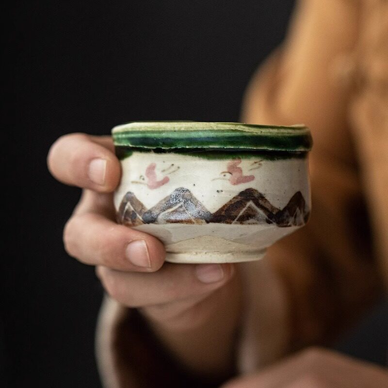 日本进口主人杯粗陶茶杯手作杯子