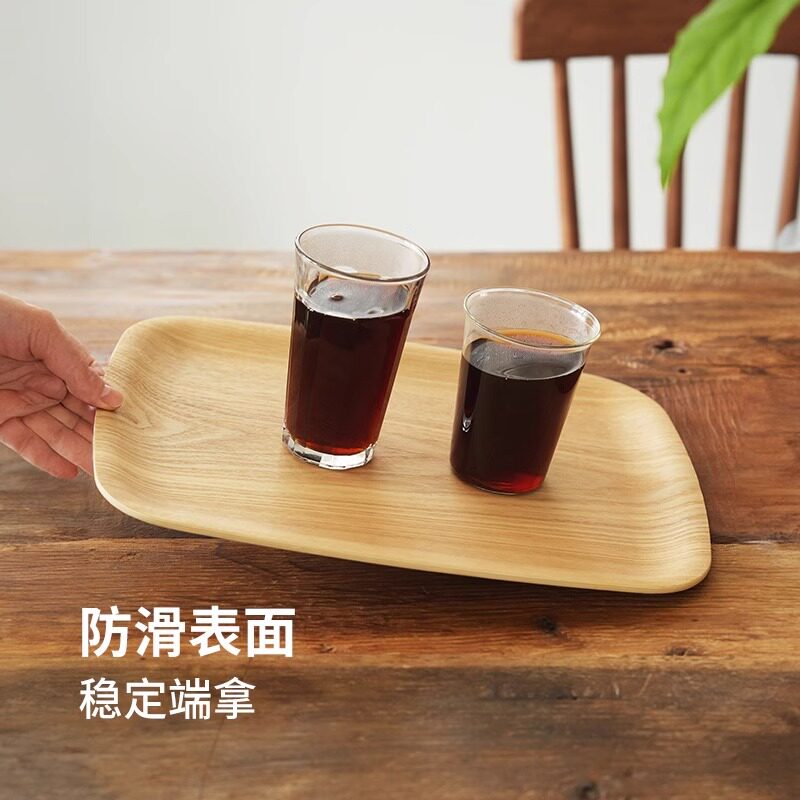 霜山木制托盘家用防滑水曲柳茶盘长方形茶托下午茶一人食原木餐盘图片