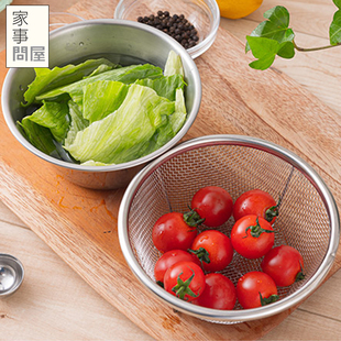 日本家事问屋304不锈钢料理盆沥水网盆打蛋碗烘焙工具迷你小碗