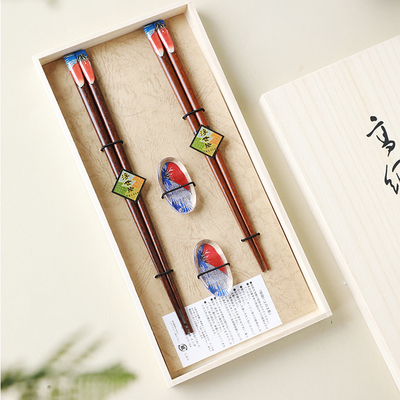 日本原装进口Ishida高级木盒装实木筷子家居送礼新婚夫妻对筷防滑