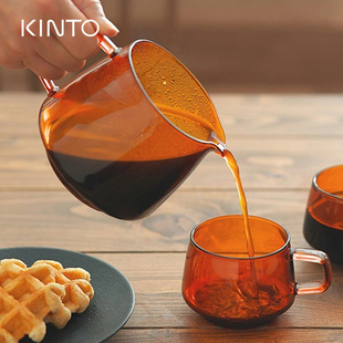 日本进口KINTO琥珀色咖啡分享壶咖啡杯耐热复古玻璃壶水杯牛奶杯