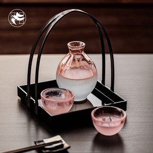 日本广田硝子Hirota 手工樱花玻璃清酒杯分酒壶日式酒具套装礼盒