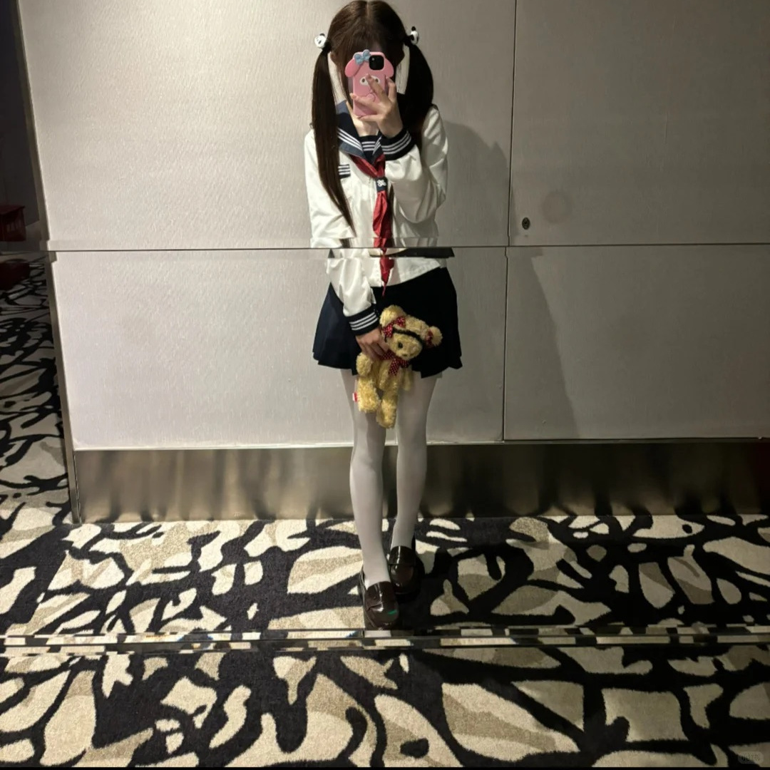 日系学院风JK制服套装水手服白三本长袖叠穿绀色短裙校供感套装女