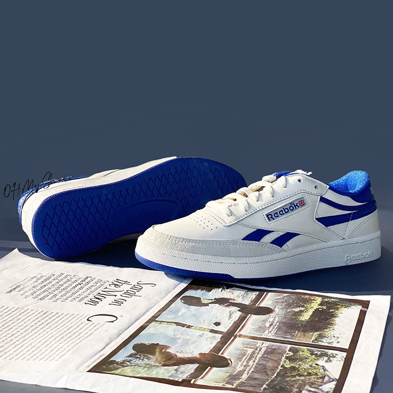 Reebok CLUB C低帮男鞋女鞋 复古白蓝牛皮白搭休闲小白鞋FW4863
