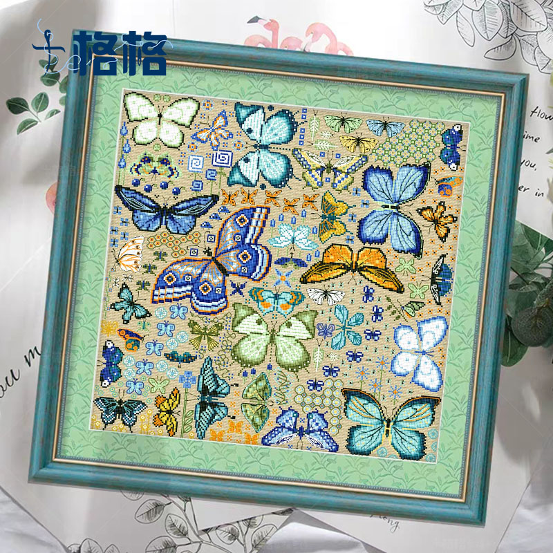 十格格DMC十字绣套件2025新款DH亚麻布欧式花卉曼陀罗 蝶舞 系列1