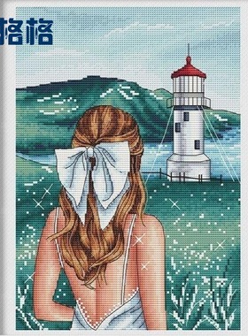 十字绣DMC线套件2025款提供saga PDF背影女孩系列-白色蝴蝶结女孩