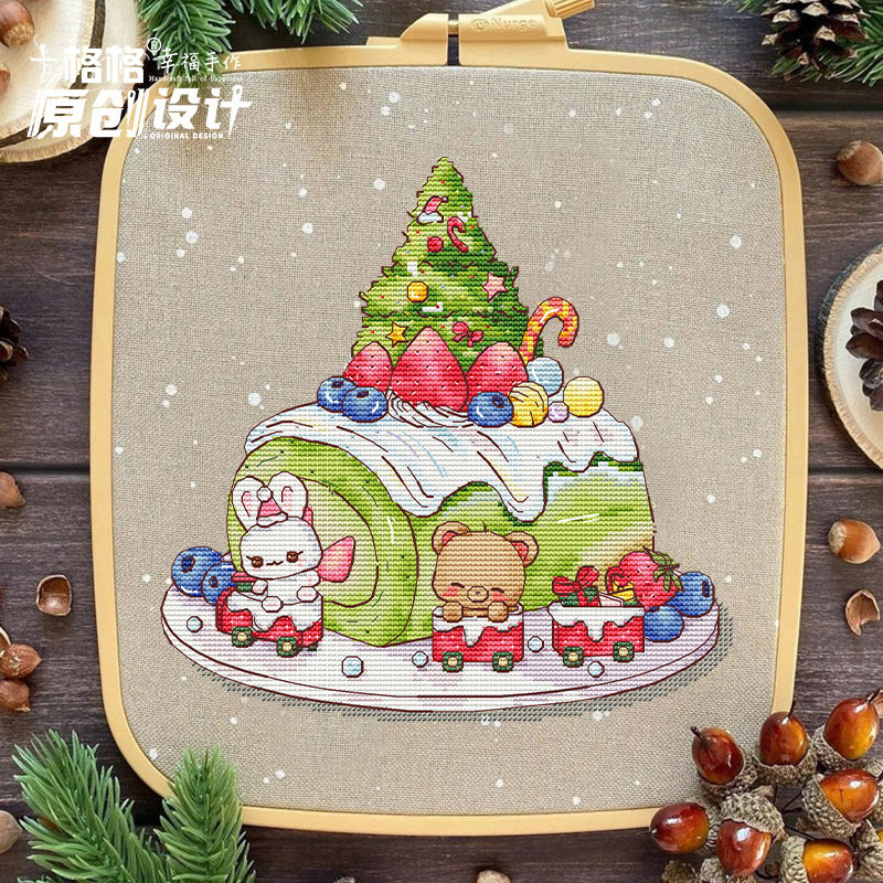 十格格十字绣DMC绣线套件25-12月 白糖 原创设计 圣诞甜品小可爱