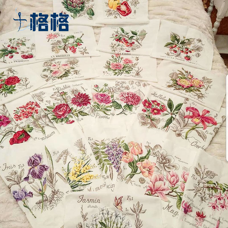 十格格DMC十字绣套件2025新款手染布 DFEA阴影花水果玫瑰花卉系列