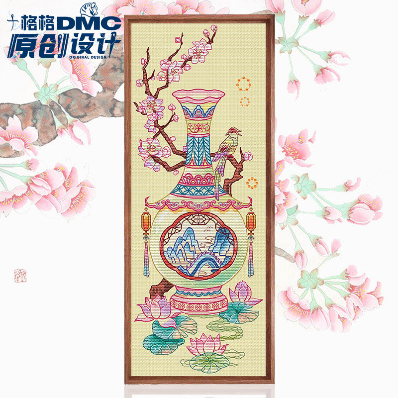 十字绣法国dmc绣线套件2025 迷麓 10月原创设计 桃花仙韵花瓶