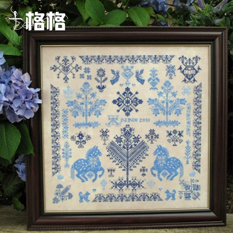 十格格十字绣法国DMC绣线套件2025款提供saga PDF美丽的蓝调花纹