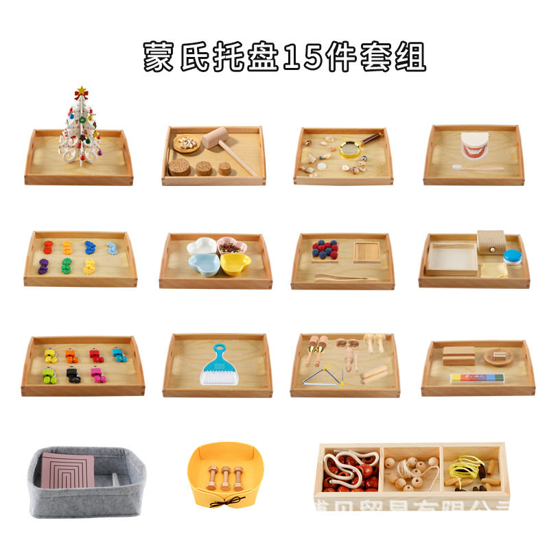 蒙氏蒙特梭利教具15件套组幼儿园早教木制语音教学益智宝宝玩具