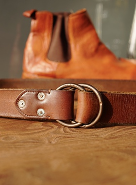 双环真皮皮带 vintage