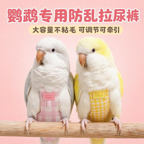 鹦鹉鸟用屎兜尿裤飞行服薄棉防水前凸立体款大容量按扣可调节栓绳