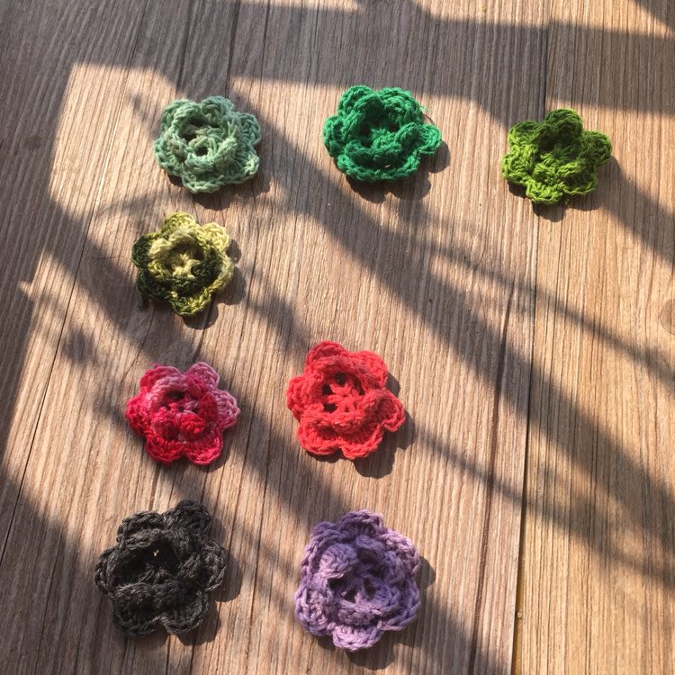 新色纯手钩织六瓣梅花 双层立体蕾丝线 diy小花 粗线4cm  一份3个