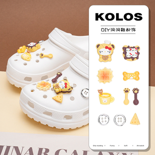 原创洞洞鞋配饰可爱KT猫饼干鞋花Kitty装饰扣配件适配crocs鞋扣