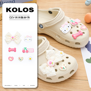 适配crocs洞洞鞋配饰可爱hellokitty蝴蝶结鞋花装饰扣diy鞋子鞋扣