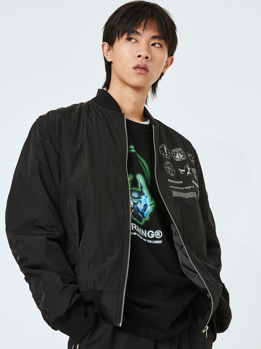 WARNING設計潮牌鋪棉夾克男女休閑外套寬松棒球服飛行夾克ma1在類目 男裝, 棉衣中 - 來自Buy2taobao.com提供專業的淘寶代購服務