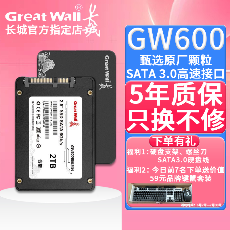 长城GW600固态硬盘256G台式机笔记本电脑1TB2.5寸国产SATA3.0接口 电脑硬件/显示器/电脑周边 固态硬盘 原图主图