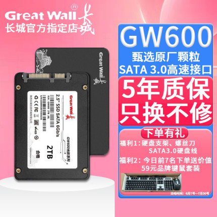 长城GW600固态硬盘256G台式机笔记本电脑1TB2.5寸国产SATA3.0接口