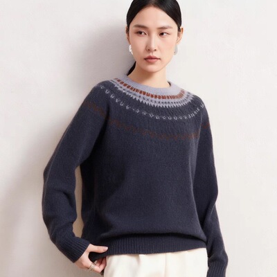 圆领加厚山羊绒衫宽松套头