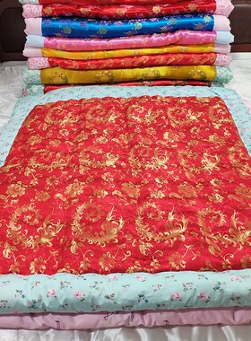 手工纯棉花老式婴幼儿童小被子锦缎丝绸缎喜庆120x150cm棉被芯1.2