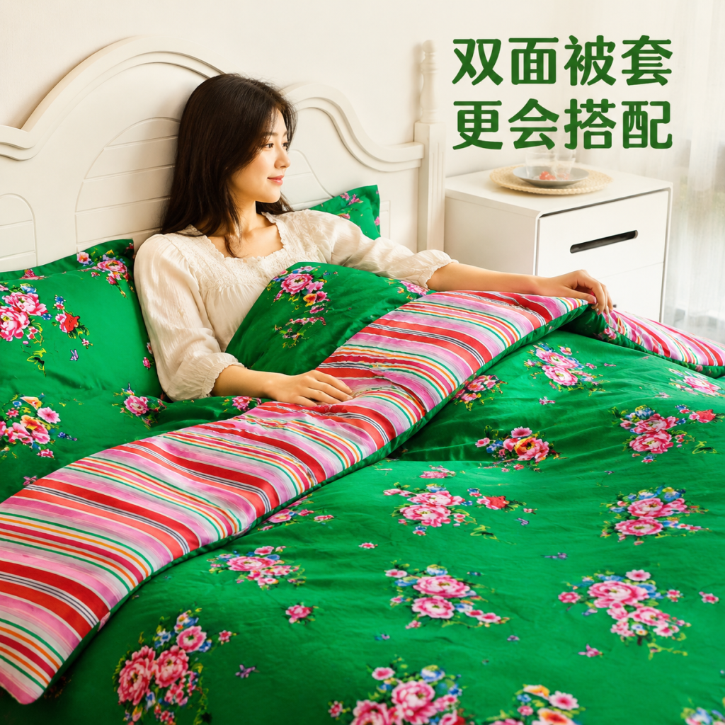 土花花纯棉磨毛东北大花四件套