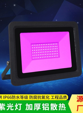 LED紫外线投光灯395 365nm超薄防水压铸铝固化灯派对荧光UV投光灯