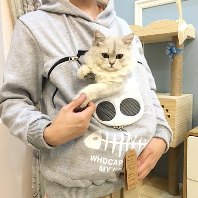 装猫卫衣携带宠物抱猫狗出行可以装猫咪衣服秋冬加绒育儿袋撸猫服