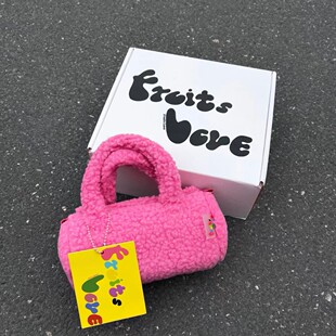 office 特价 love 2023ss设计师品牌fruits 羊羔绒手拎斜挎包 清