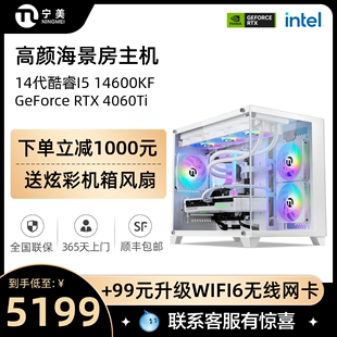 4070海景房高配AI组装 RTX4060TI 升14600KF 13600KF 电脑整机吃鸡游戏主机全套 台式 12600KF 宁美国度13代i5