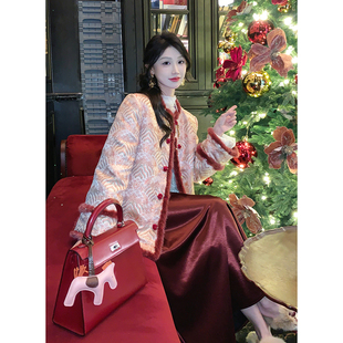 【果果家 限时特价 现货秒发】新中式国风刺绣提花羽绒服盘扣外套