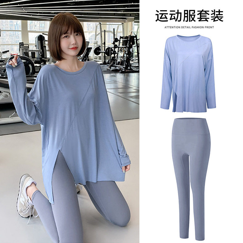 运动套装上衣女宽松跑步罩衫速干长袖大码胖mm健身服长袖瑜伽服夏