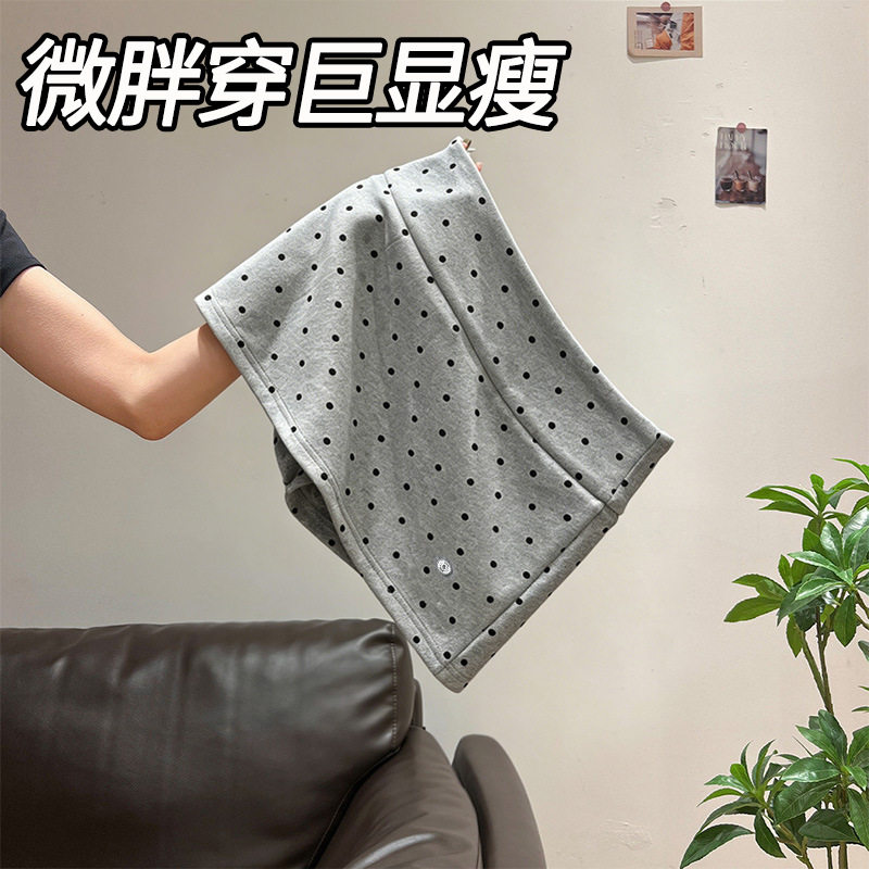 波点弹力假两件运动裤裙女夏瑜伽中低腰打底热裤大码半身裙阔腿裤
