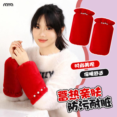 秋冬新年喜庆红色袖套女2025新款女款上班工作防脏羽绒服套袖长款