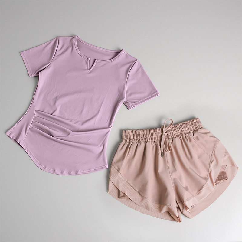 健身套装女夏季速干短袖性感晨跑步训练运动衣专业时尚瑜伽服上衣