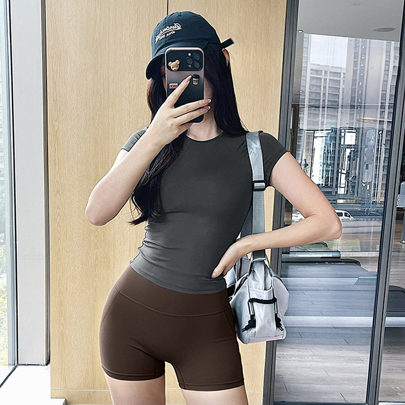 经典健身服女夏薄款修身显瘦速干上衣吸湿排汗运动套装瑜伽服短袖
