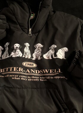 Daiwing斑点狗可爱情侣连帽棉服