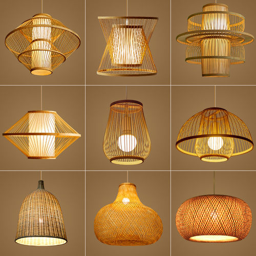 日式竹艺灯笼火锅店茶室榻榻米灯具竹灯竹编吊灯禅意新中式餐厅灯