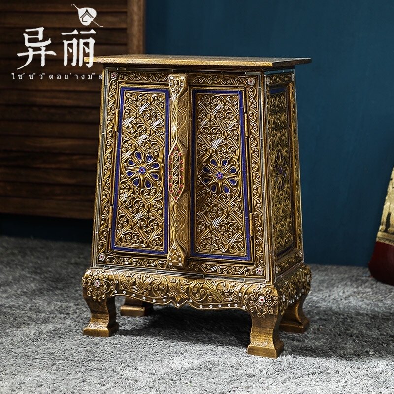 异丽东南物风头实木床格柜泰式复古卧室床边柜小型家具储亚小柜子