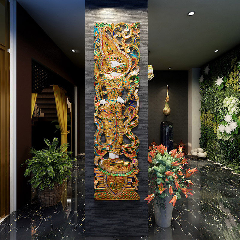 泰国手工木雕壁挂客厅玄关装饰挂件猴神实木雕刻工艺品隔断雕花板