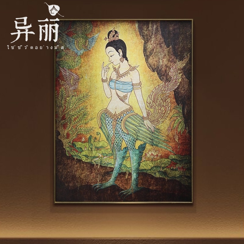 异丽东南亚风格人物装饰画泰国喷绘版画泰式会所客厅玄关走廊挂画