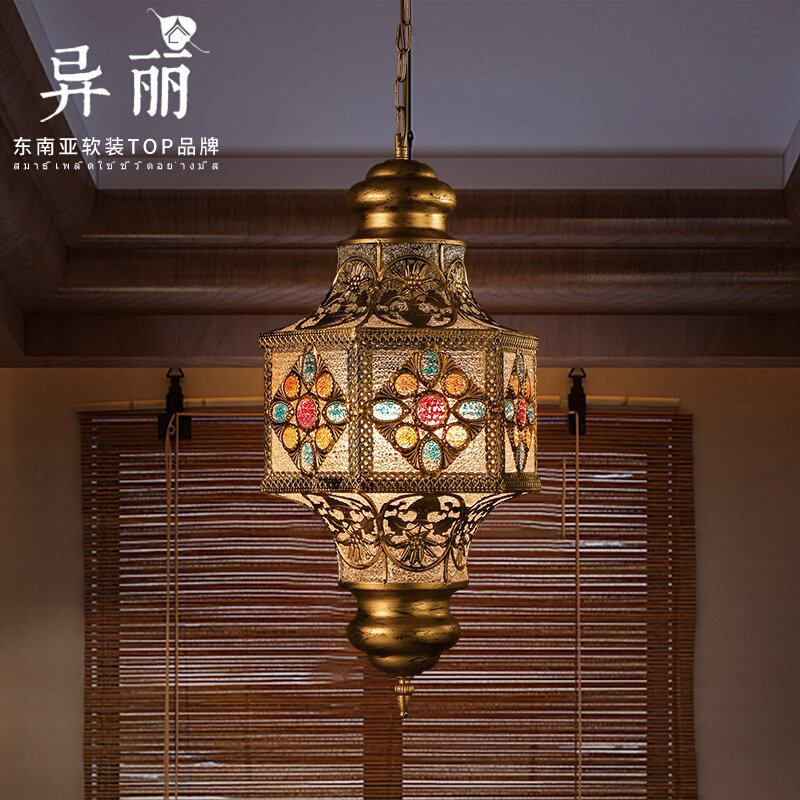 异丽东南亚风格复古铁艺吊灯酒吧工业风餐厅客厅茶室灯饰泰式灯具
